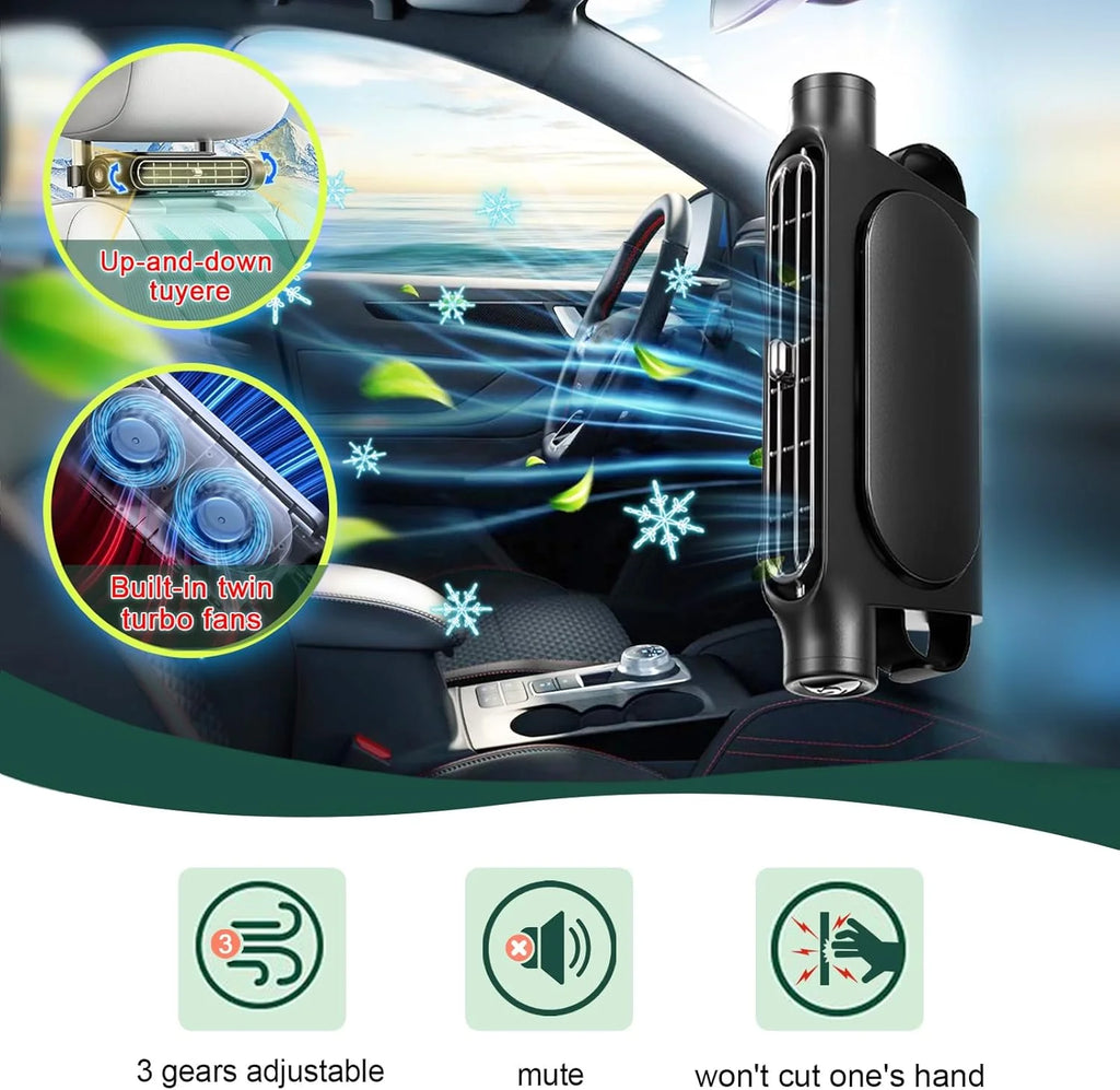 Car Seat Cooling Fan USB 3 Speed Adjustable Headrest Air Fan for Car