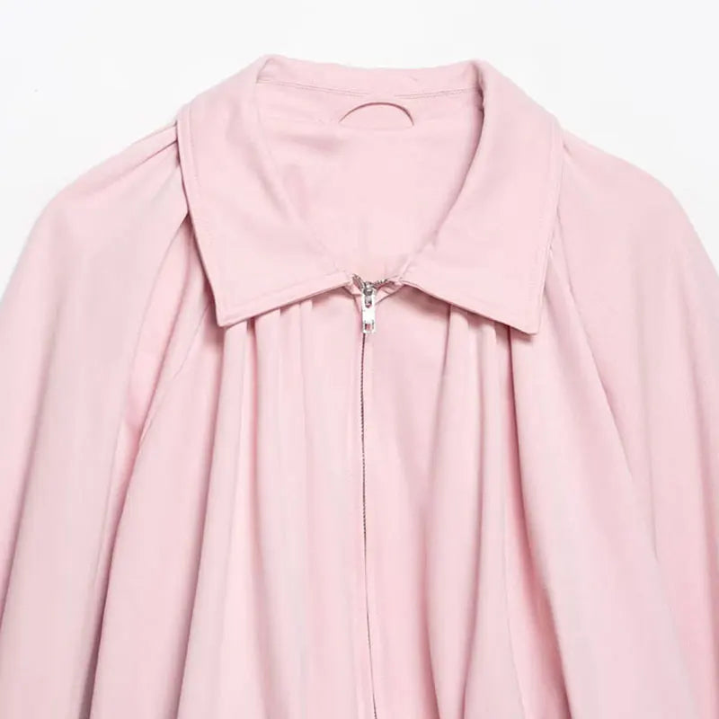 Women Oversize Bomber Jacket Zip Up Casual Y2K Loose Coat Ball Sleeve