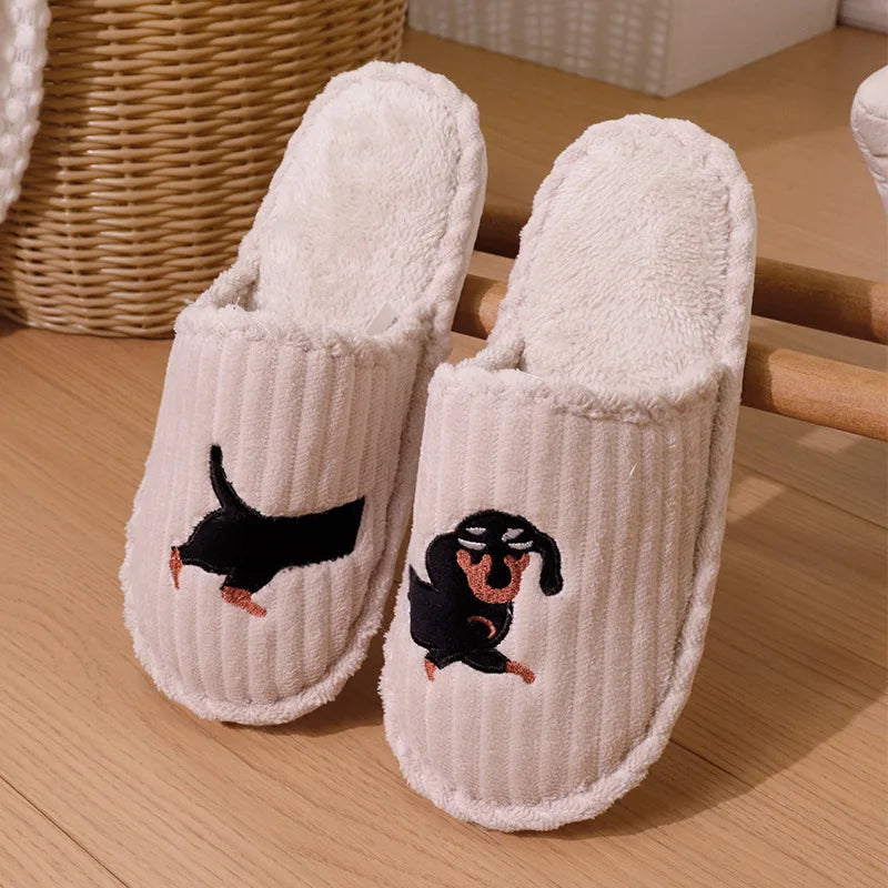 Cartoon Dog Indoor Slippers Warm Home Cotton Shoes