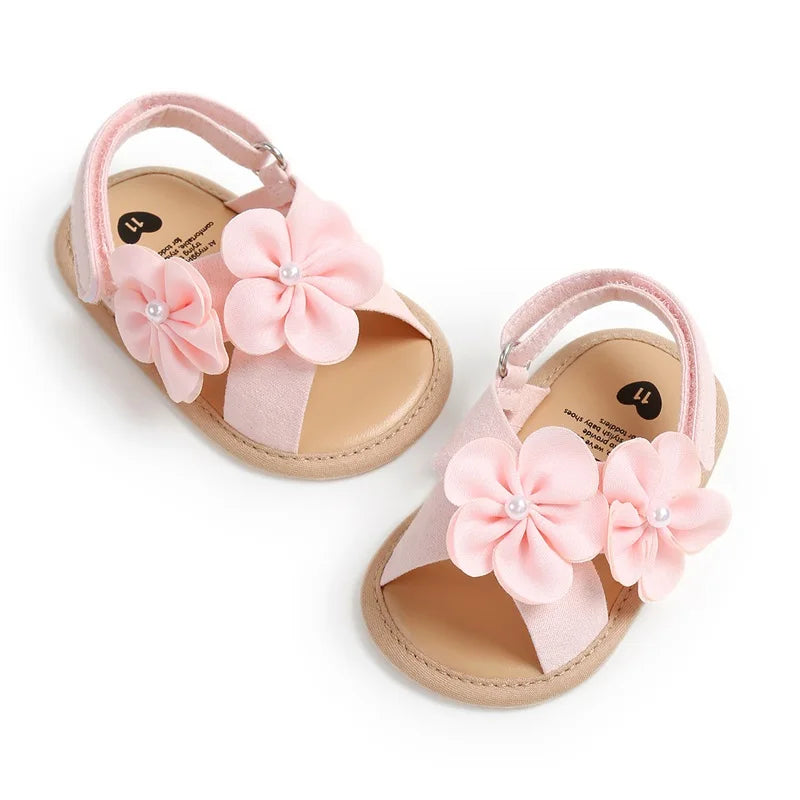 Baby Girls 3D Flower Non Slip Summer Sandals First Walker Shoes 0 to 18M