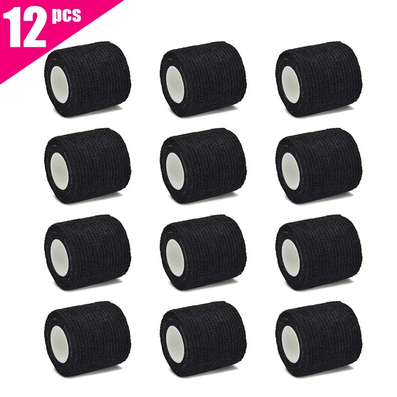 Self Adhesive Sports Bandage Black Elastic Gauze Tape Finger Wrist Support Wrap