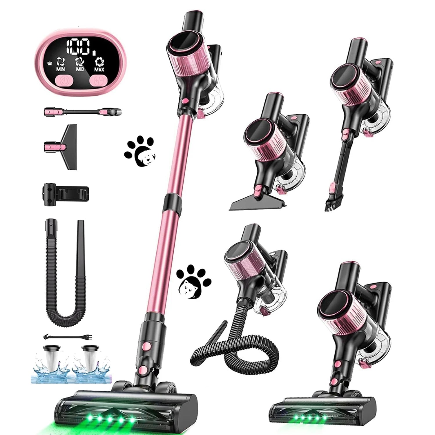 Cordless Stick Vacuum Cleaner 500W 55Kpa 45min Powerful for Pet Hair Carpet