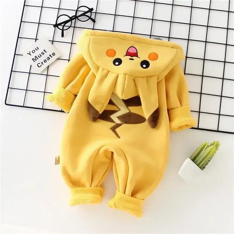 Baby Cartoon Yellow Mouse Winter Onesie Long Sleeve Newborn Romper