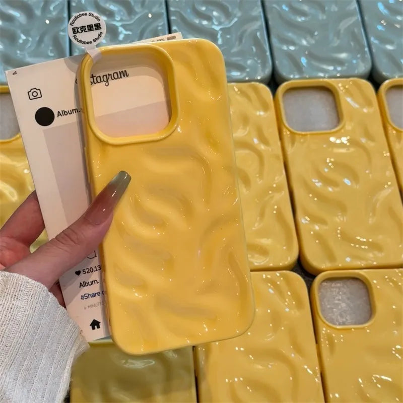 3D Wrinkle Wave Pattern Silicone iPhone Case
