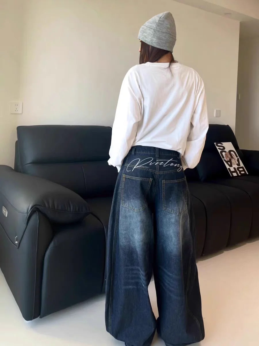 Women Y2K Baggy Jeans Blue
