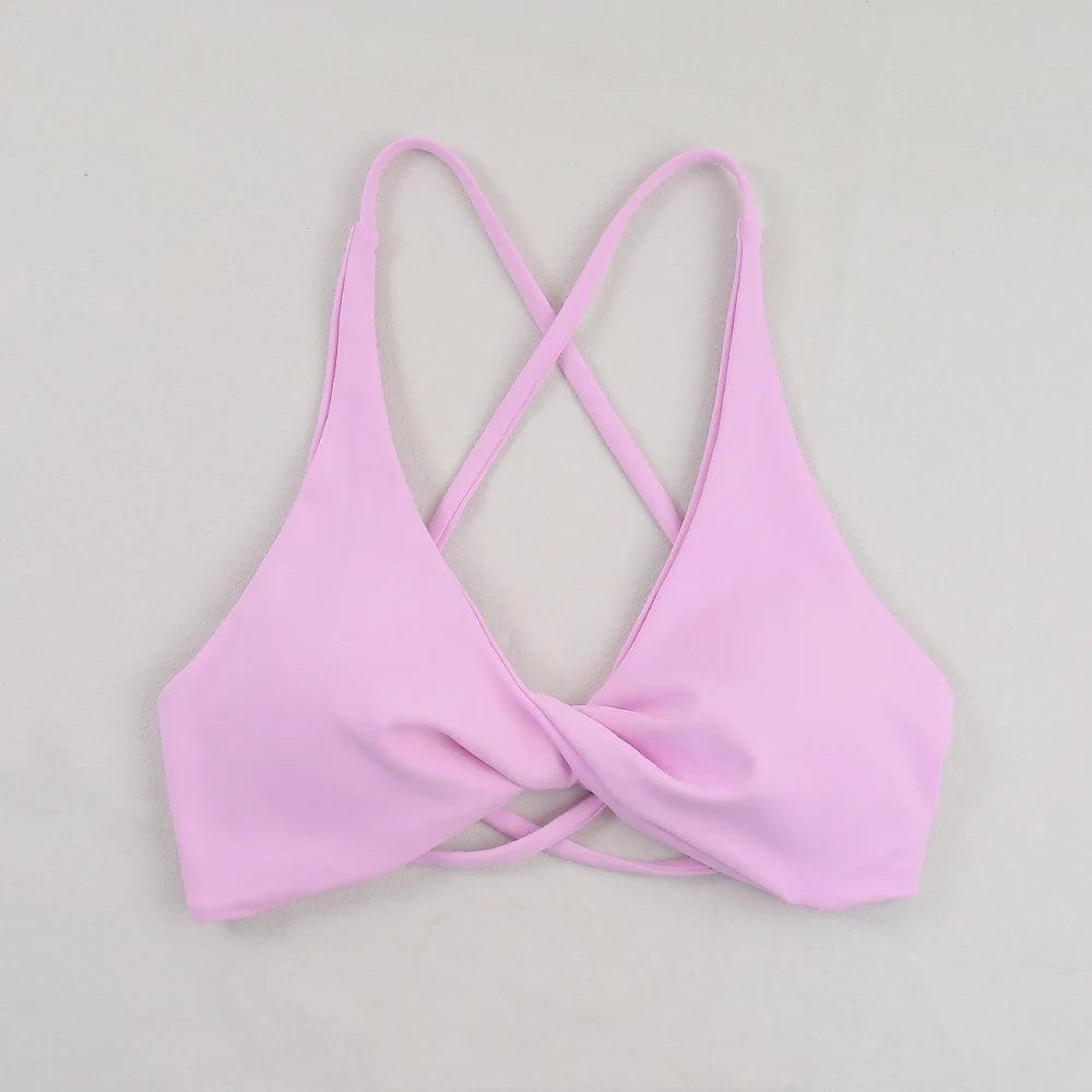 Women Strappy Cross Back Sports Bra Seamless Yoga Gym Fitness Top