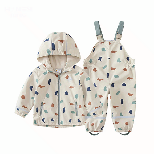 Kids Waterproof Raincoat Set Jacket & Pants Jumpsuit Suit Outdoor Clothing