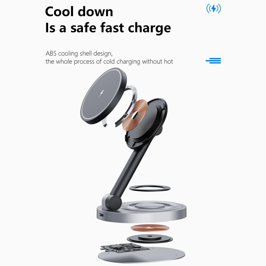 2 in 1 Magnetic Wireless Charger Stand for iPhone Apple Watch AirPods Fast Charging