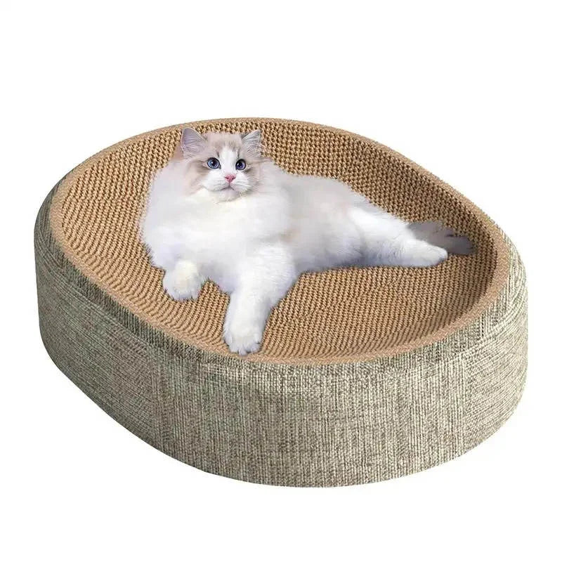 2 in 1 Cat Scratching Board Oval Sisal Wear Resistant Cat Bed Toy