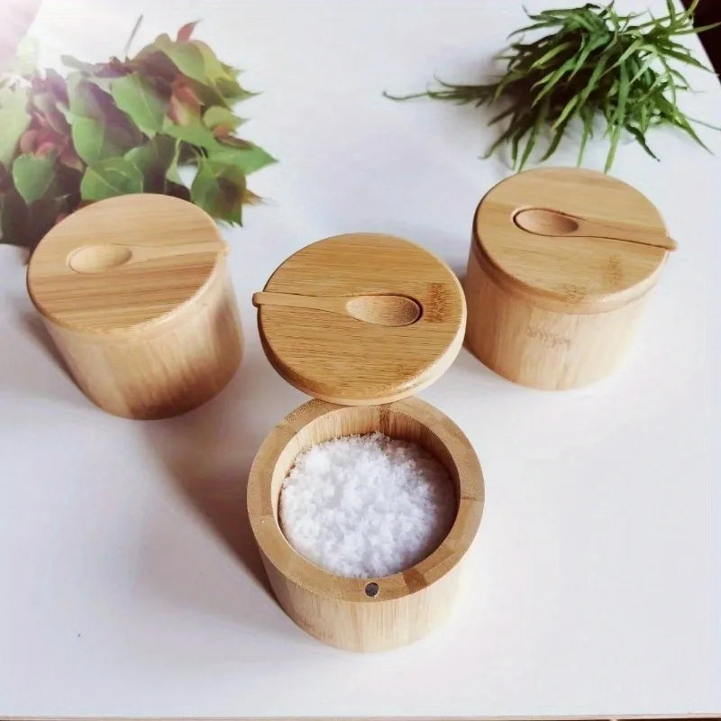 Salt Seasoning Jars Pepper Jar Bamboo Condiment