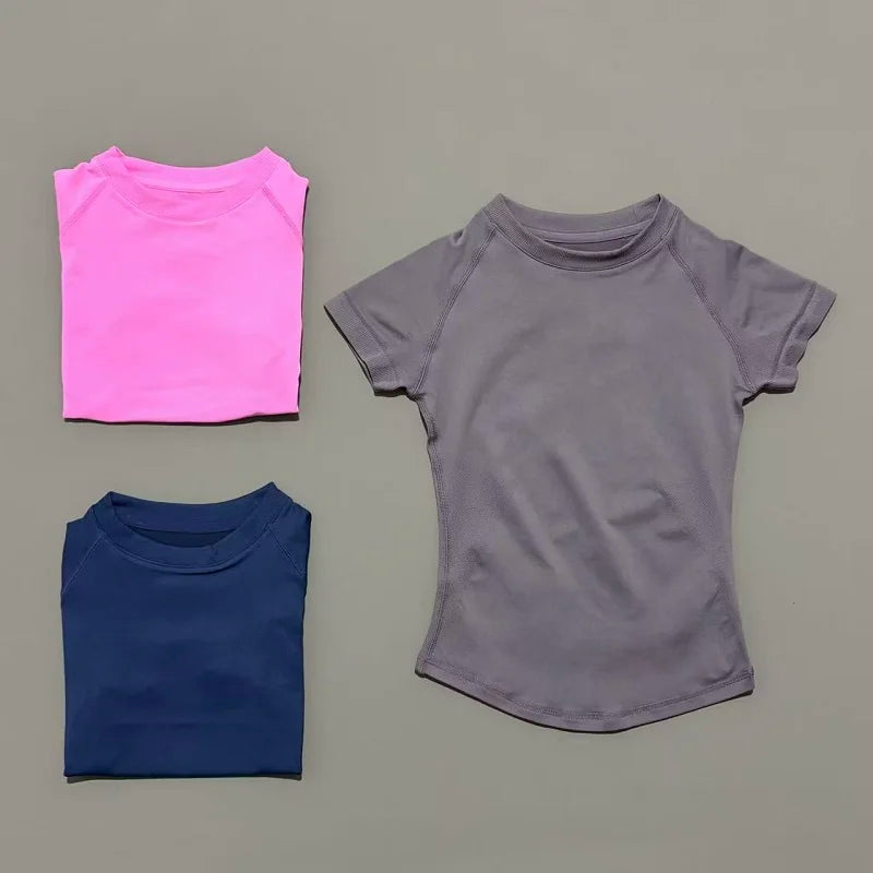 Women Seamless Gym T-Shirt Quick Dry Workout Top Fitness Yoga Sports Tee