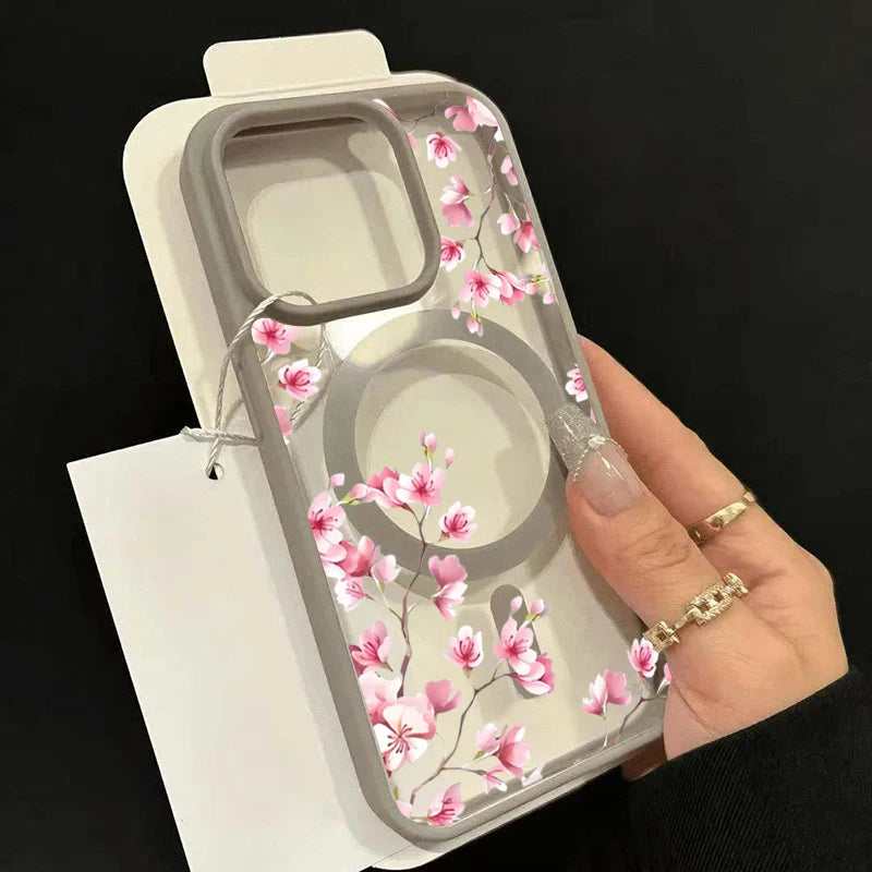 Pink Cherry Elegant Floral Background Design Magnetic iPhone Case