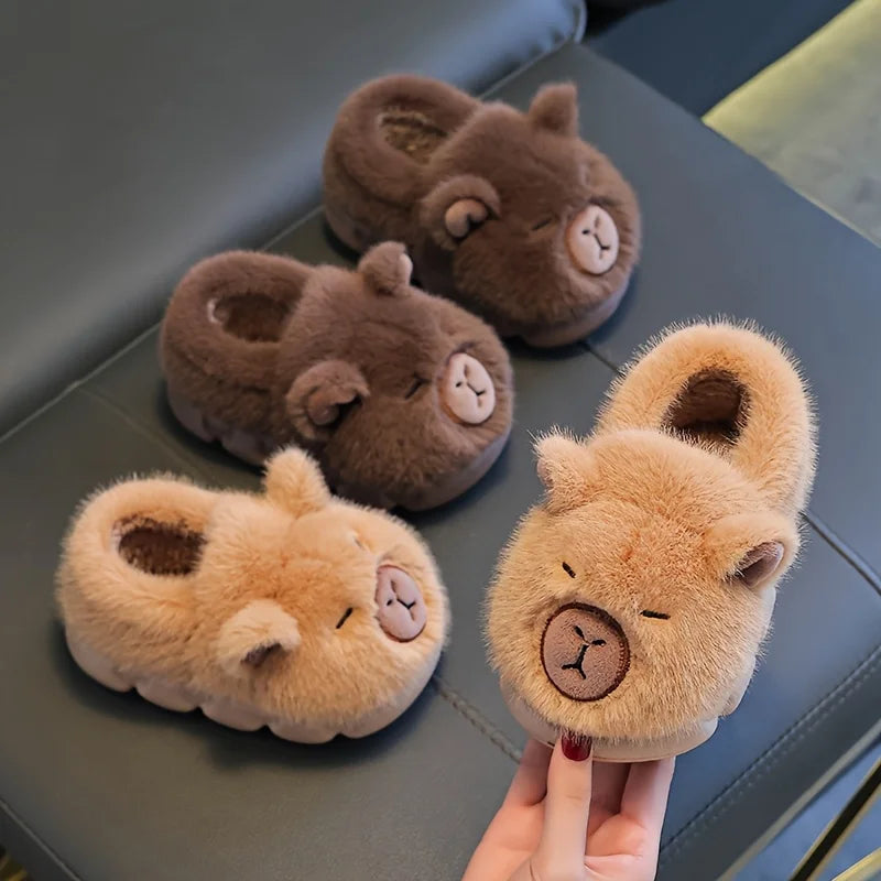Kids Capybara Cotton Slippers Warm Non Slip Slip On Shoes for Boys & Girls