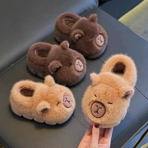 Kids Capybara Cotton Slippers Warm Non Slip Slip On Shoes for Boys & Girls