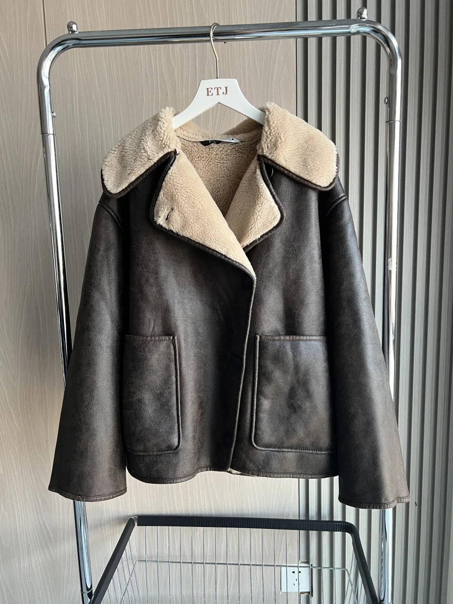 Oversized Double Sided Jacket for Women Warm Winter Coat