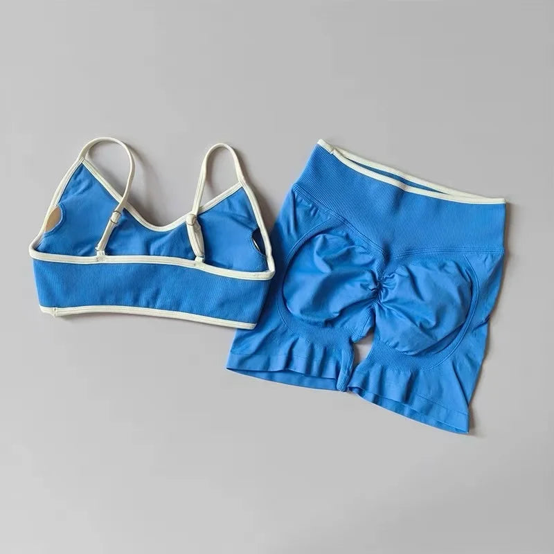 Women Contrast Sports Set Yoga Bra & Pants Quick Dry Fitness Suit