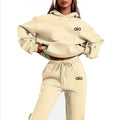 Women Print Hoodie Set Two Piece Casual Hooded Sweatshirt Tracksuit