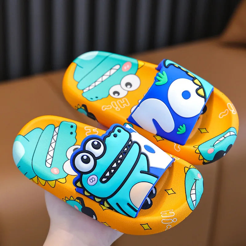 Kids Dinosaur Slide Sandals Cartoon Anti-Slip Summer Beach Slippers Cute Indoor Outdoor Shoes for Boys and Girls