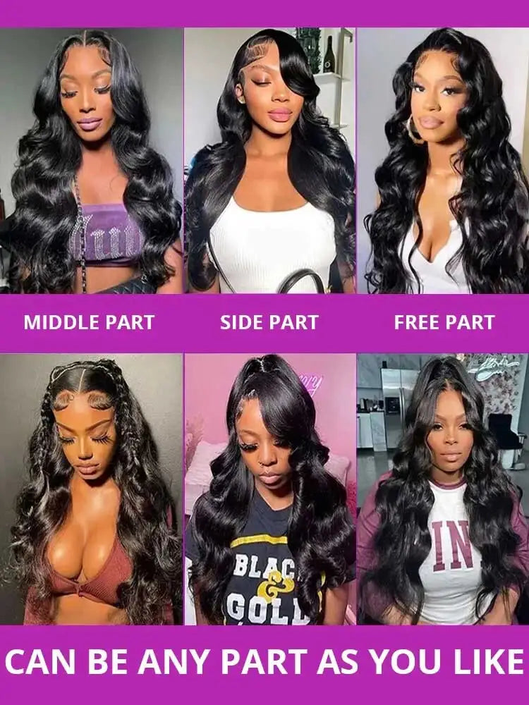 Peruvian Body Wave Human Hair Wig 13x4 HD Lace Front – Glueless Wigs 180%-250% Density, 16–42 Inch