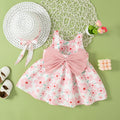 Baby Girl Floral Summer Dress Sleeveless Bow Outfit with Hat 0–2 Years
