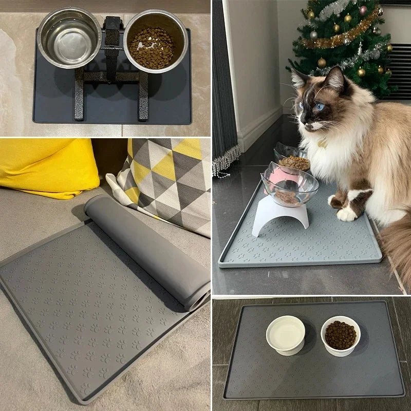 Pet Feeding Mat Silicone Waterproof Placemat for Cat Dog Food Bowl Non Slip