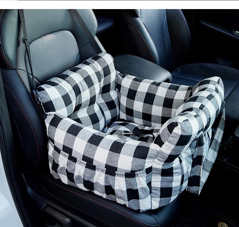 Dog Car Seat Bed with Safety Belt Non Slip Washable Travel Carrier for Small Dogs