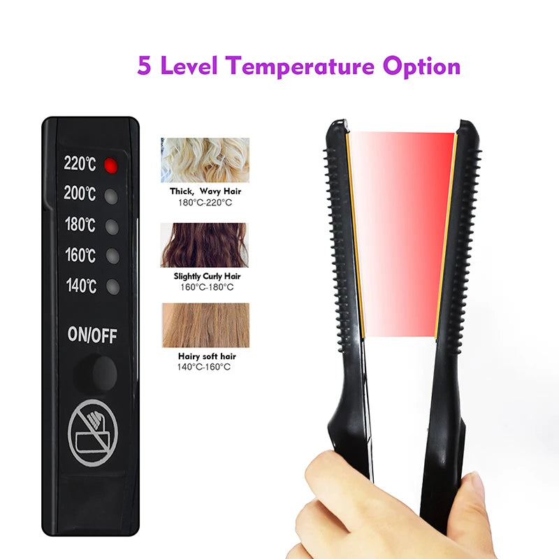 2-in-1 Hair Straightener Curler Ceramic Flat Iron Short Hair Beard Styling Tool