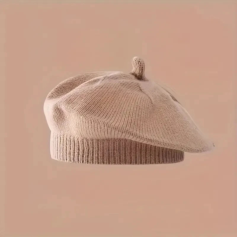 Baby Girl Flower Beret Warm Knit Beanie Hat