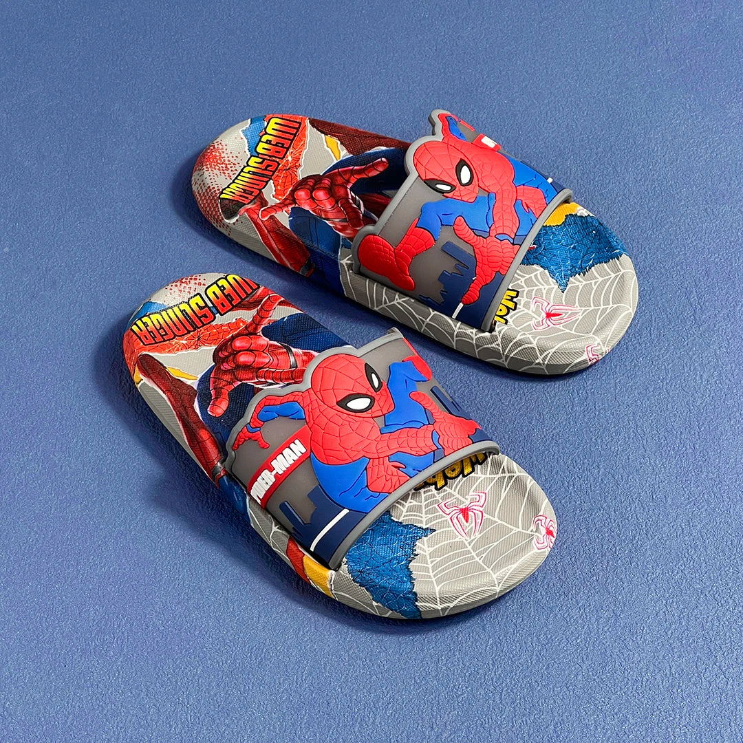 Kids Superhero Slide Sandals Cartoon Anti-Slip Summer Beach Slippers Open Toe Indoor Outdoor Shoes for Boys and Girls