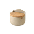 Ceramic Seasoning Jar with Bamboo Lid Spoon Salt Sugar Spice Storage Container