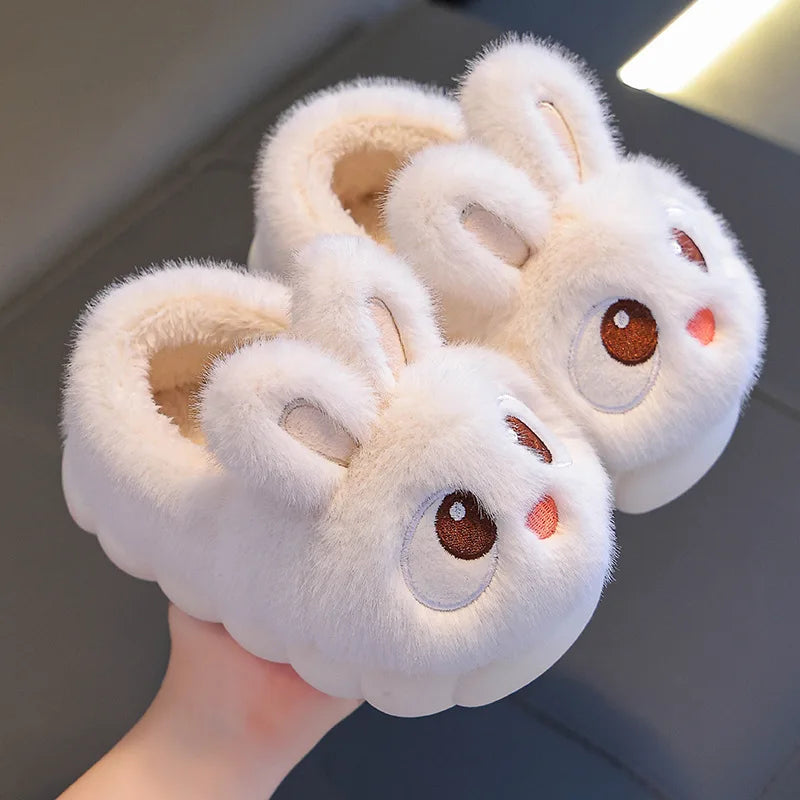 Kids Rabbit Plush Slippers Warm Anti Slip Winter Shoes