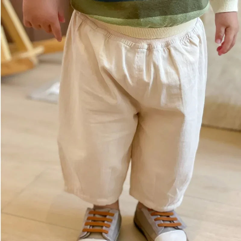 Kids Casual Pocket Pants Loose Ankle Trousers for Boys Girls