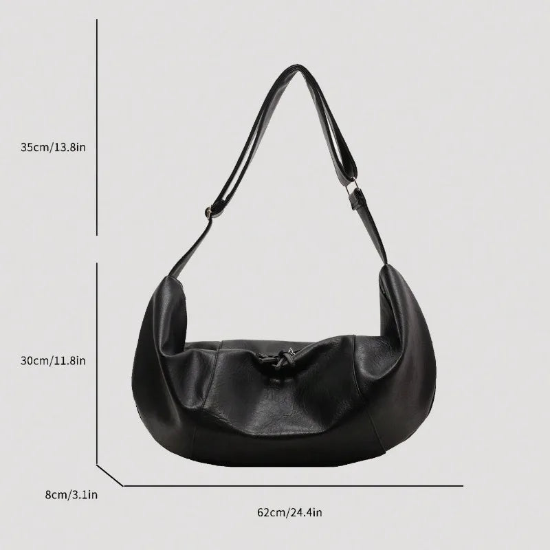 Men Dumpling Shape PU Crossbody Bag Large Capacity Casual Shoulder Bag