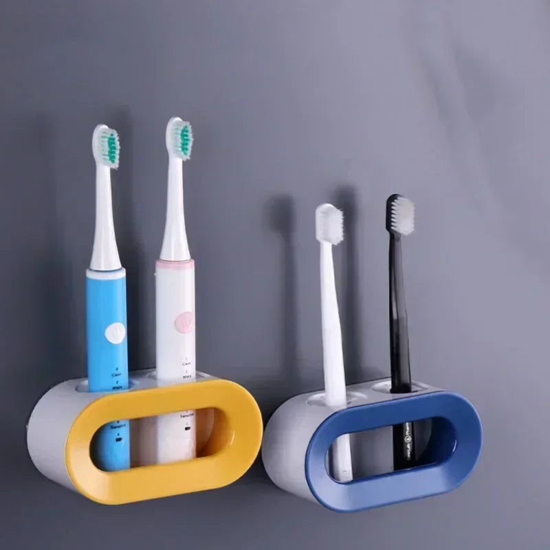 Wall Mounted Toothbrush Holder Self Adhesive Bathroom Organizer Space Saving Rack