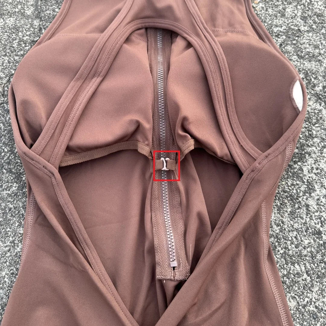 Women Scrunch Back Yoga Jumpsuit Shorts Set Zipper Fitness Sportswear One Piece Outfit