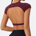 Women Backless Crop Top Quick Dry Yoga Gym Workout Sportswear Activewear