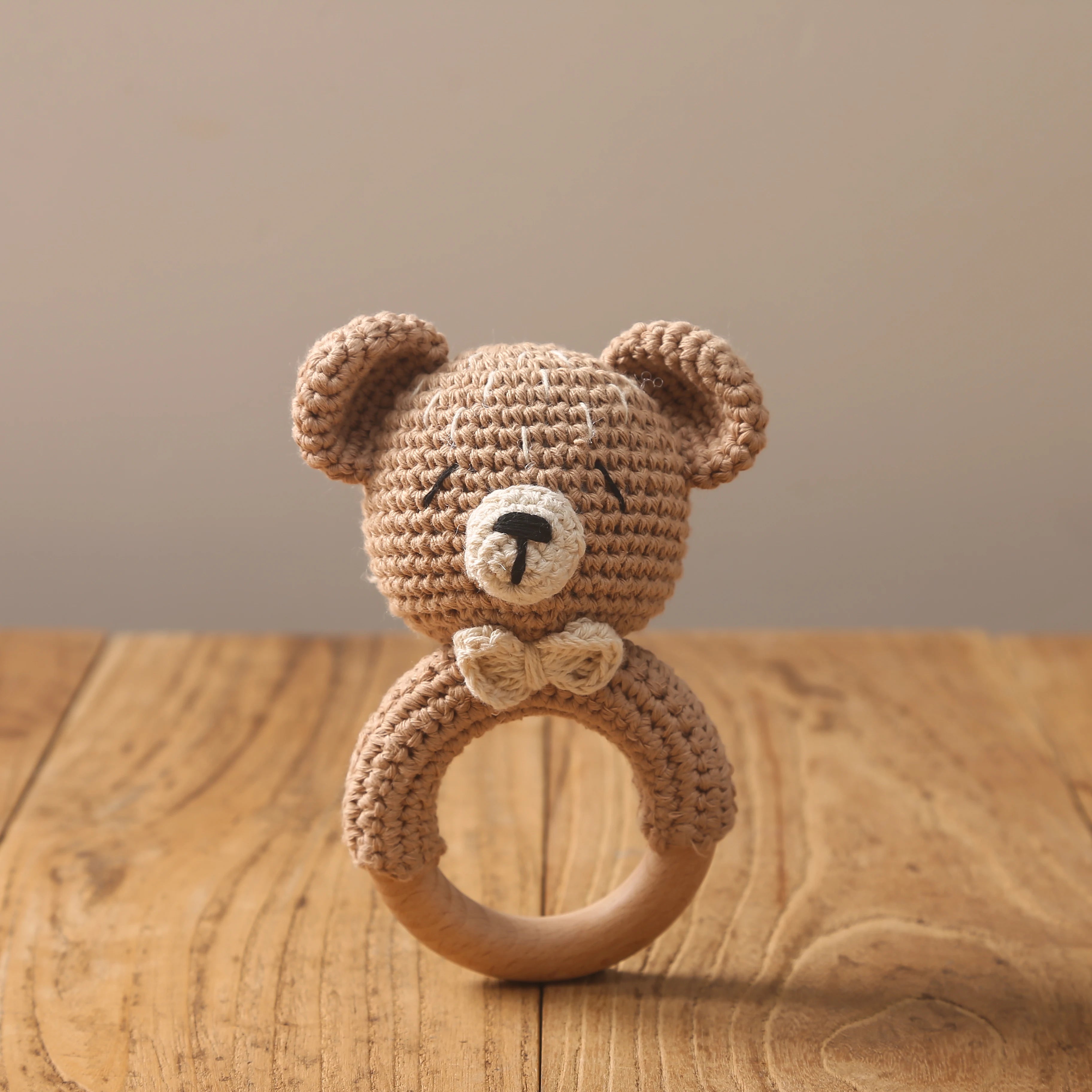 Crochet Bear Baby Rattle Teether Toy for 0 to 12 Months