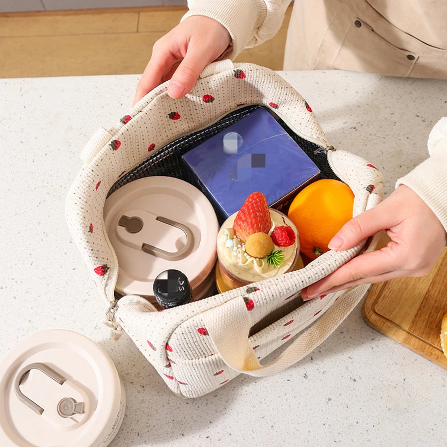 Floral Insulated Lunch Bag Waterproof Portable Office Cooler Bag