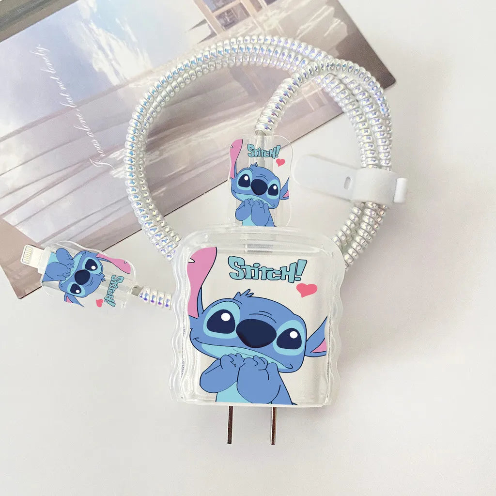 Cartoon Stitch Charger Cable Protector Case for iPhone Fast Charging Cable Winder