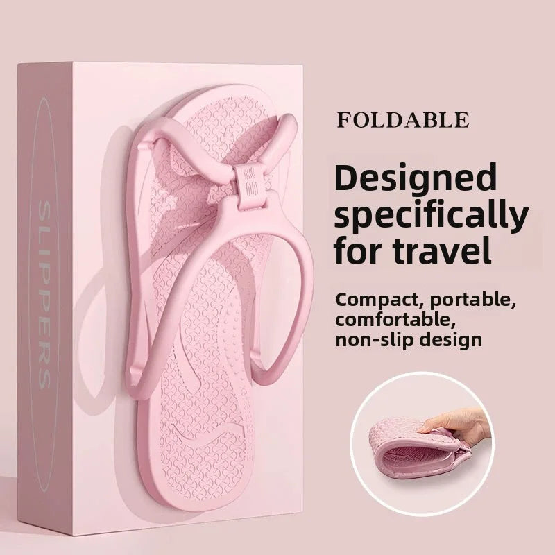 Foldable Travel Slippers Portable Flip Flops Compact Lightweight Non Slip Indoor Outdoor Sandals