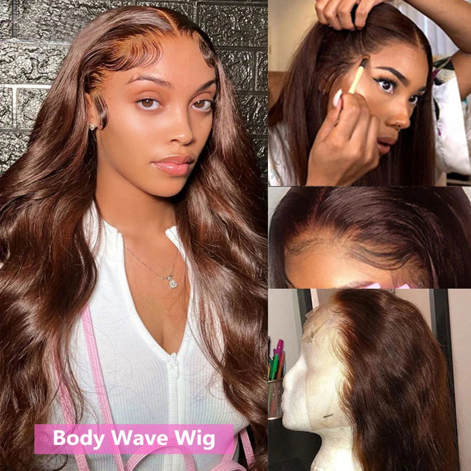 Chocolate Brown Wig – Body Wave HD Lace Front Human Hair Wig