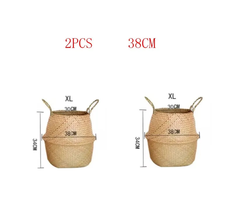 Seagrass Rattan Hanging Basket Flowerpot Laundry Storage