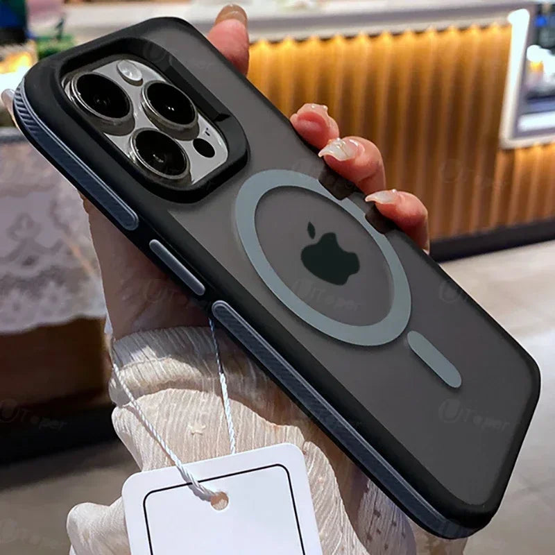 Bicolor Matte Frosted Magnetic Shockproof iPhone Case