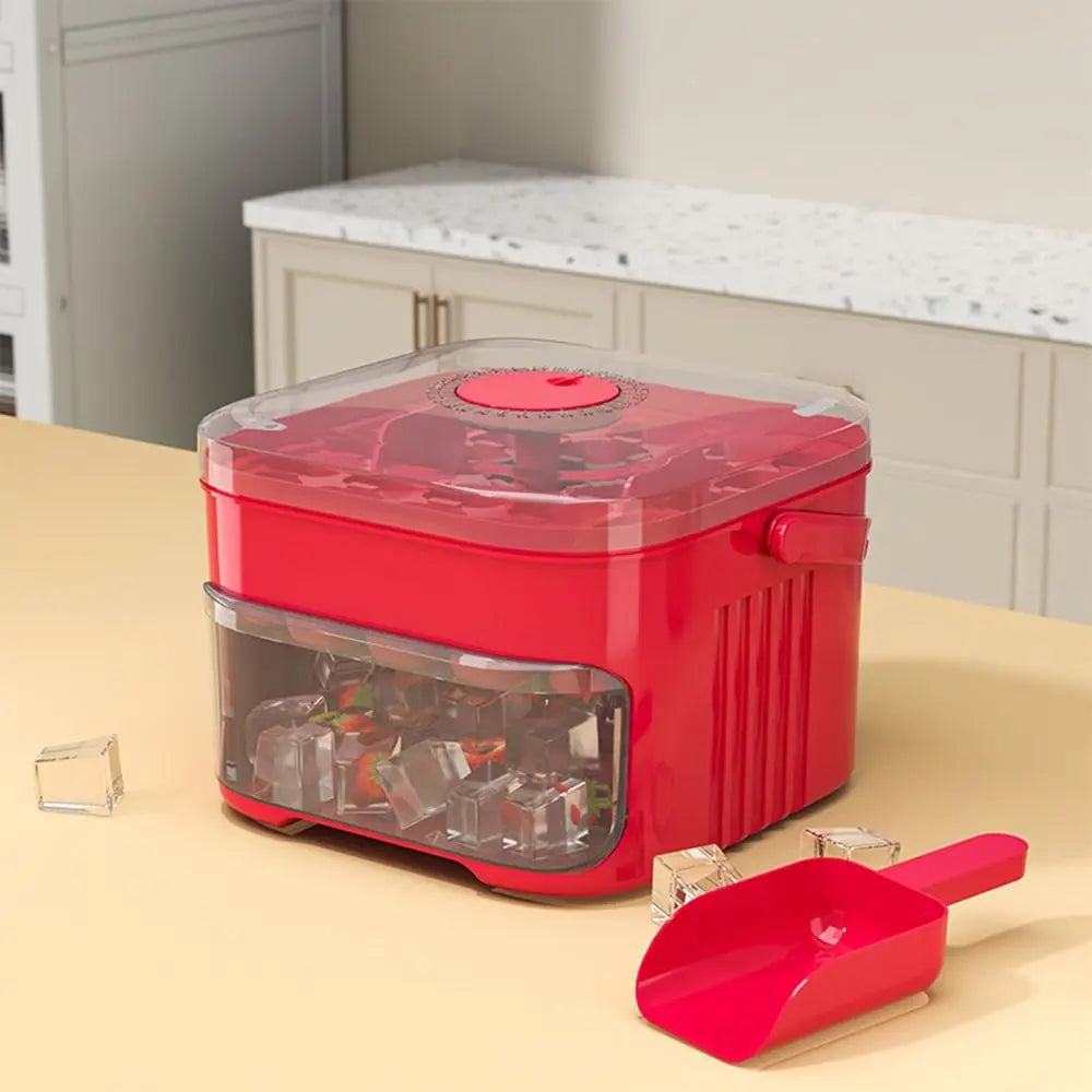 Double Layer Ice Cube Maker 50 Grid Ice Tray with Lid Storage Box