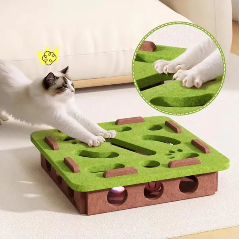 Felt Cat Maze Ball Toy Scratcher Teaser Box