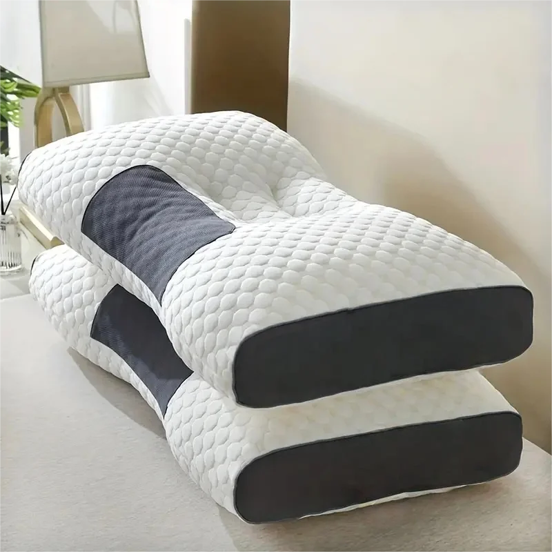 2pcs Ergonomic Neck Support Pillows Adjustable Orthopedic Contour Sleeping Pillow