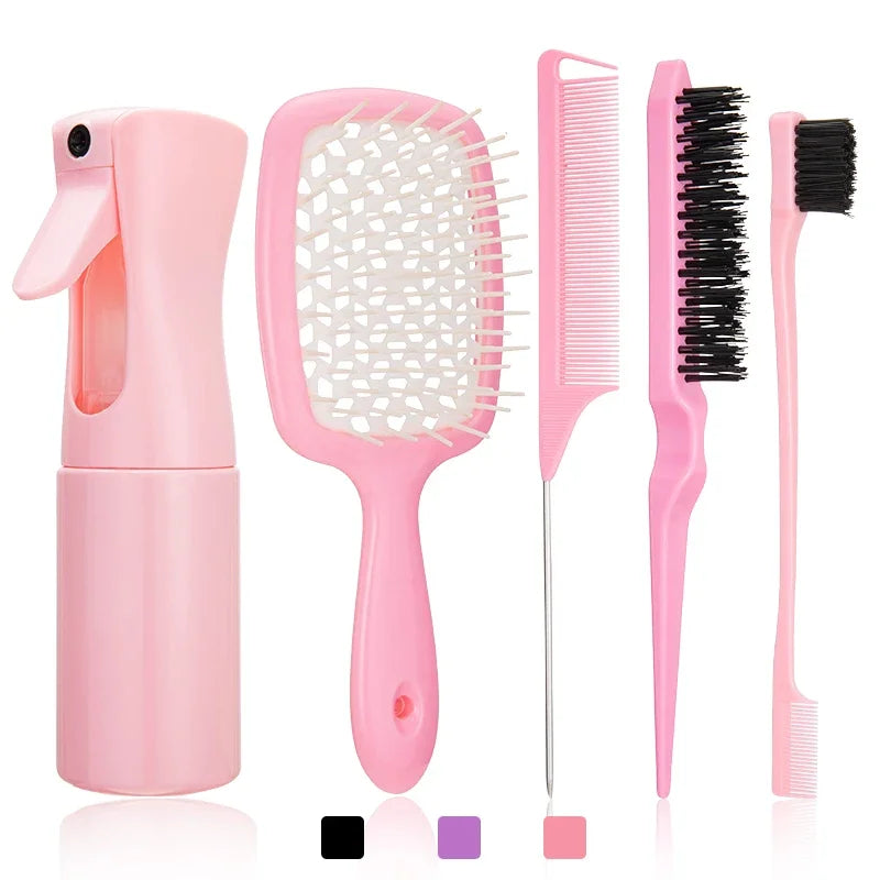 Hair Comb Set 5-6pcs Detangling Curly Hair Rat Tail Edge Salon Brush Styling Tools