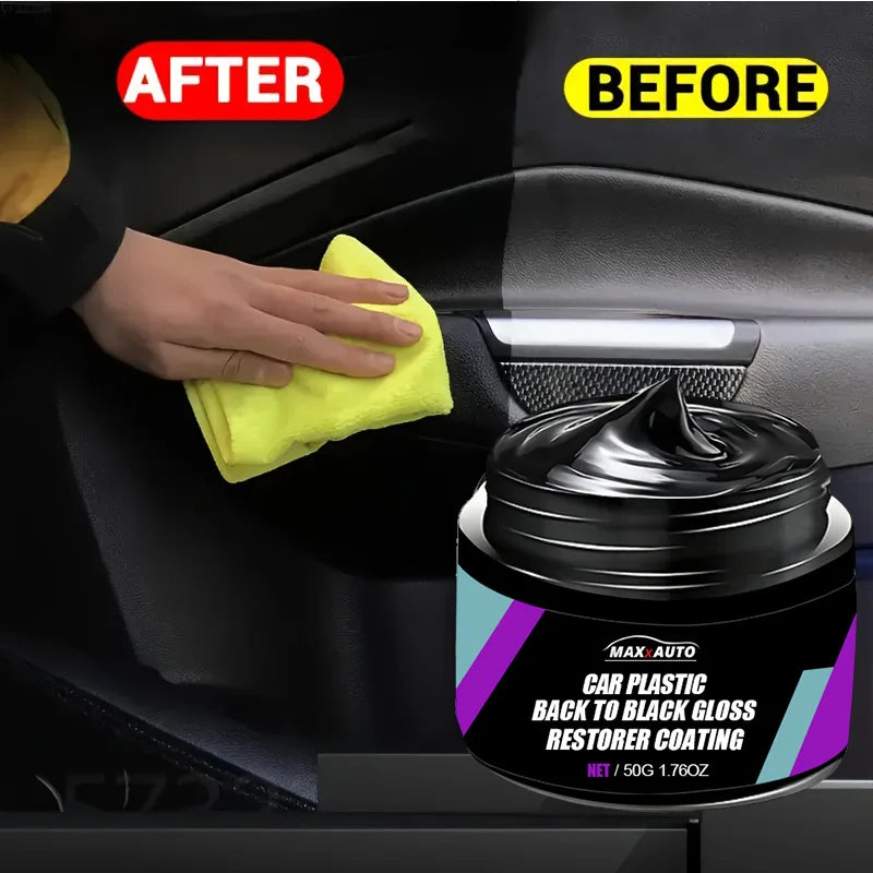 Car Plastic Restorer Cream – Restore Faded Trim to Deep Black Shine