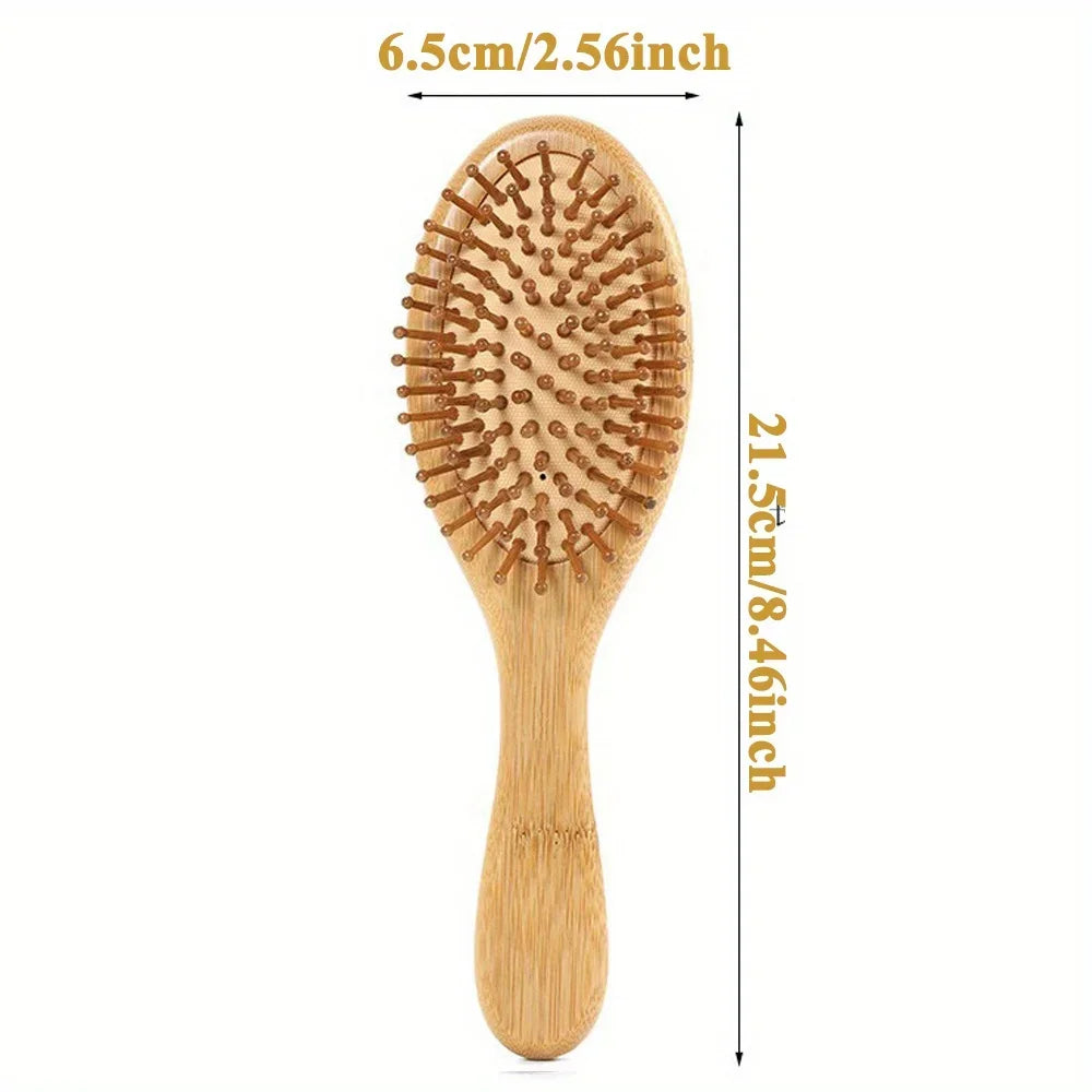 Bamboo Paddle Hair Comb Air Cushion Anti Static Detangling Scalp Massage Comb