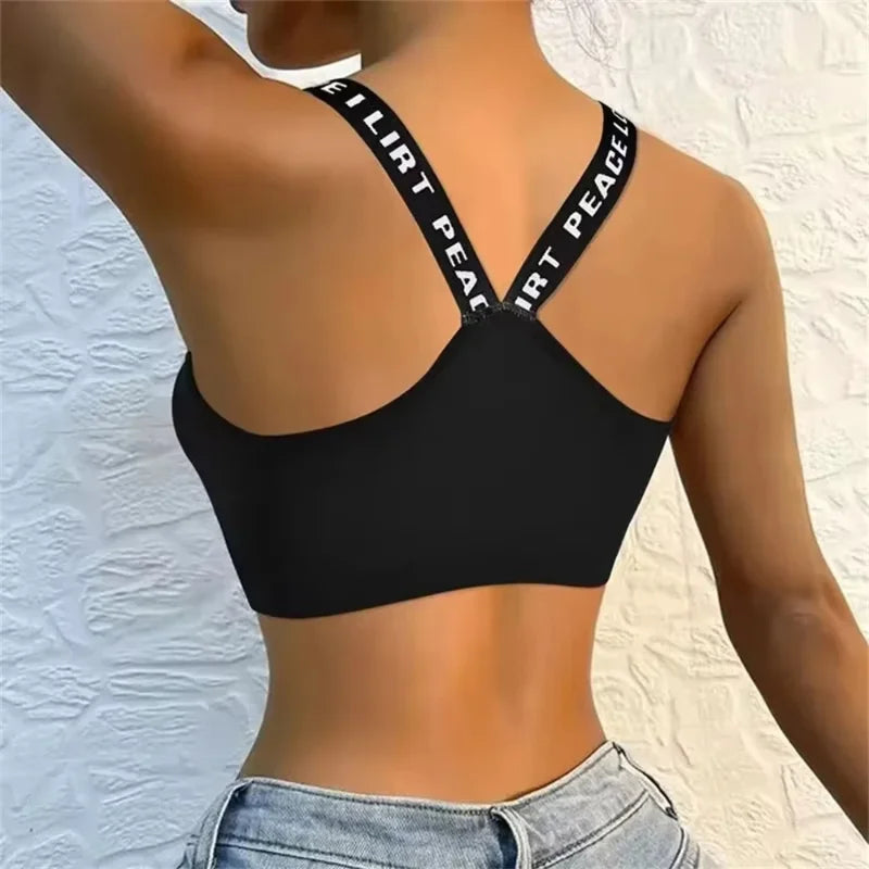 Women Seamless Sports Bra Wide Strap Yoga Fitness Crop Top